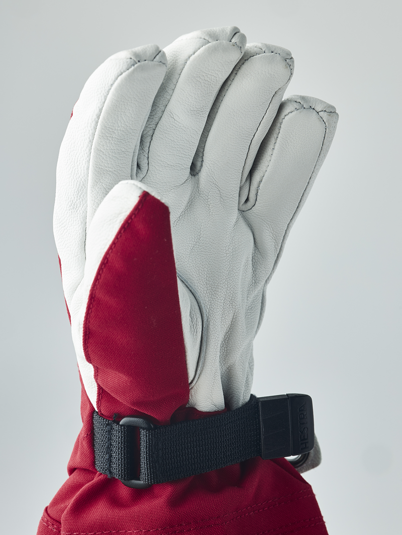 Hestra Army Leather Heli Ski Junior Gloves in Red-1